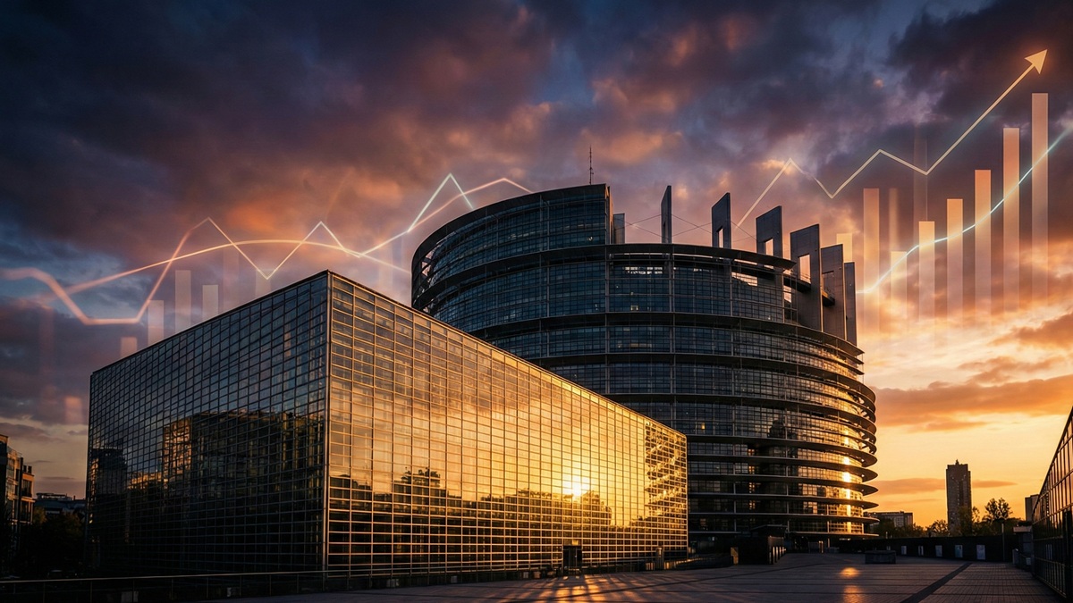 European parliament building with financial overlay symbolizing government debt trends in Europe